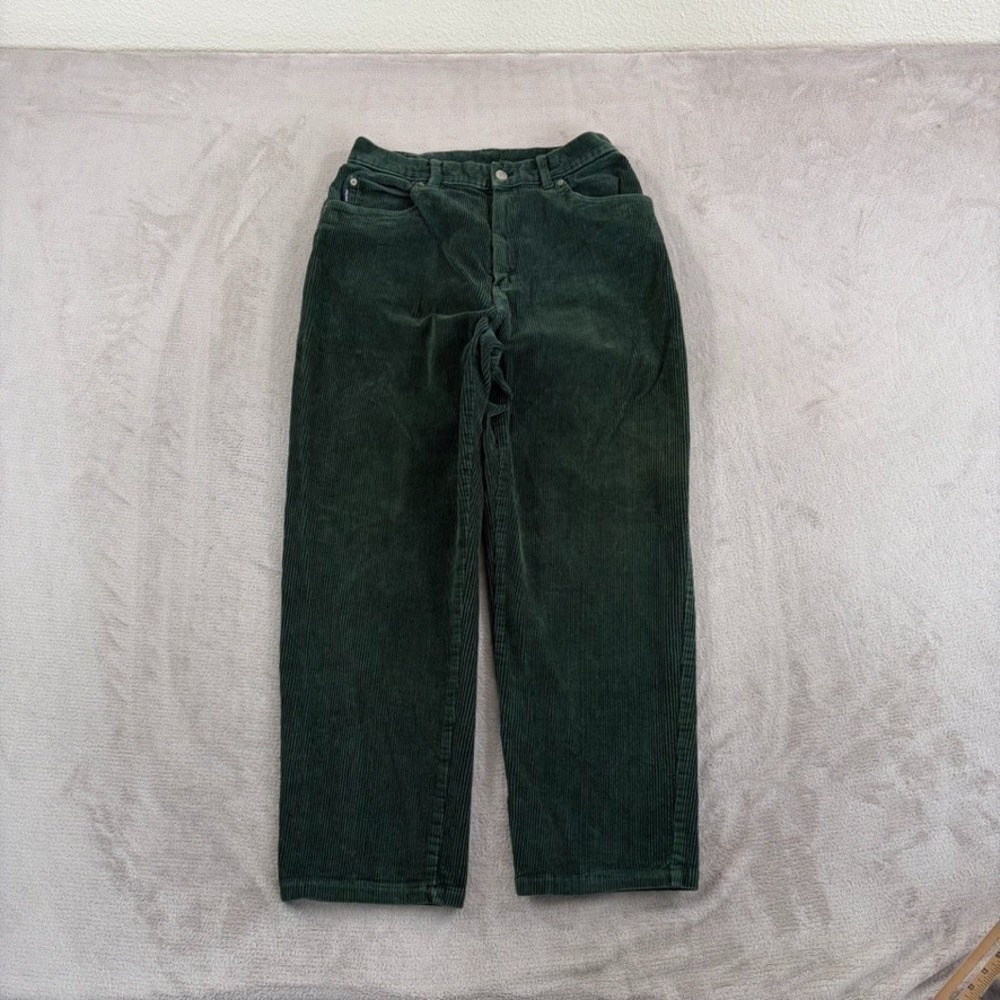 Vintage Lauren Ralph Lauren Corduroy Pants Women 12 Emerald Green Straight Leg